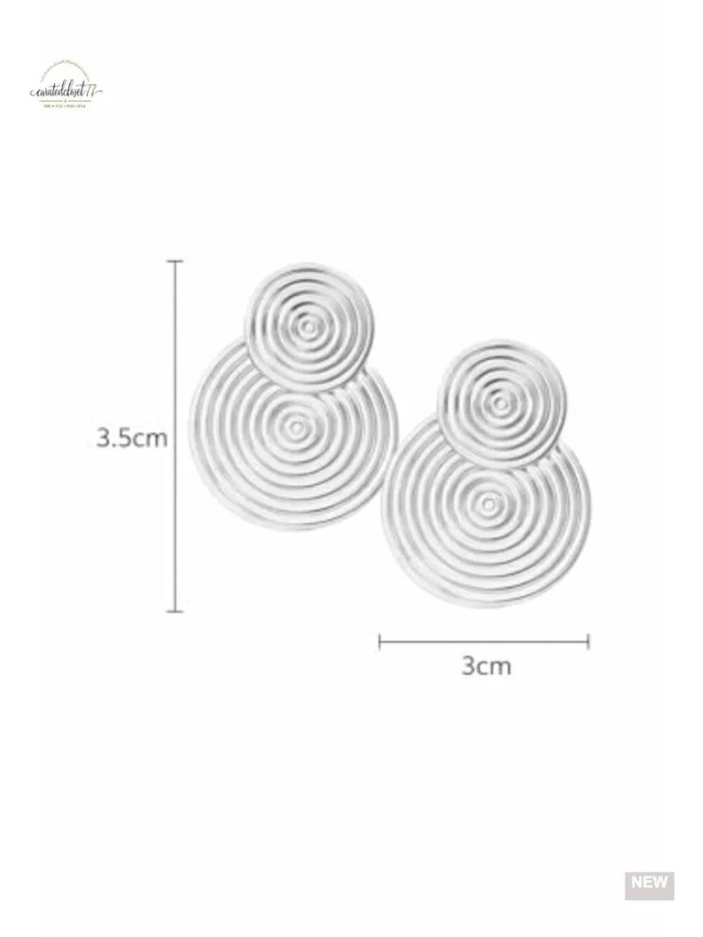 Geometric Double Disc Drop Earrings, Spiral Statement Lightweight Hypoallergenic